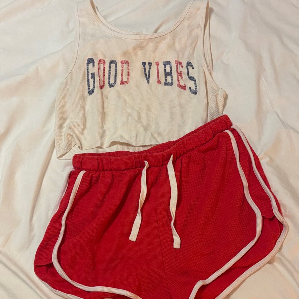 Grayson Threads White and Red Good Vibes Sleep Set